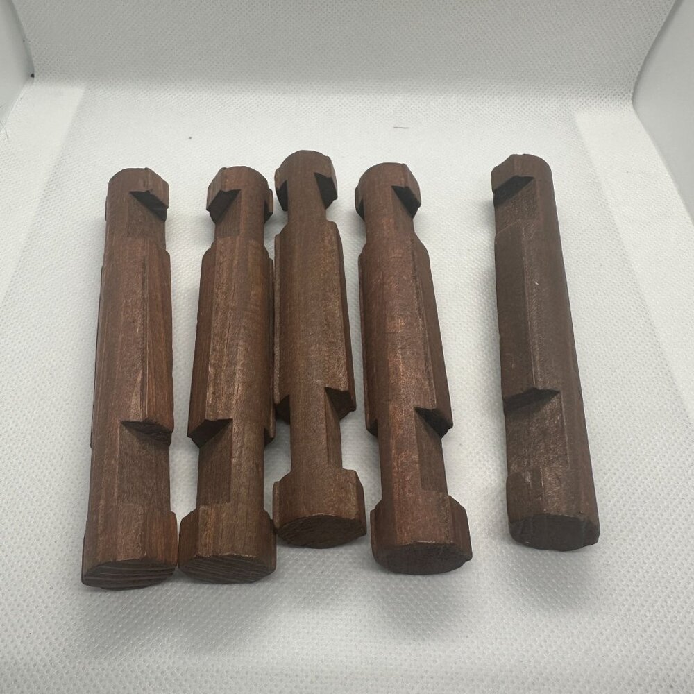 Wooden Lincoln Logs Set Of 5 Rustic Brown Building Pieces